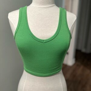 green crop top from garage